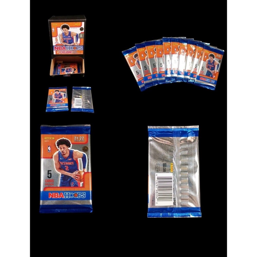 1 Pack Of 2021-22 Panini NBA Hoops Factory Sealed Packs 5 Cards Per Pack